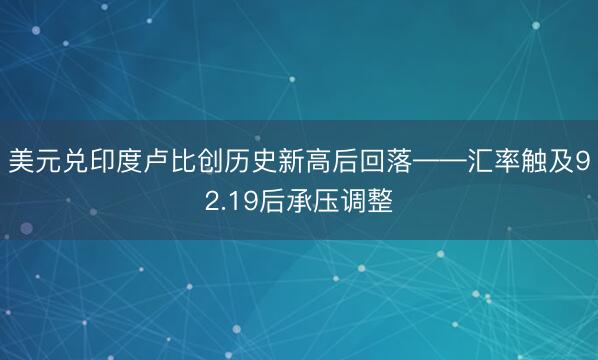 美元兑印度卢比创历史新高后回落——汇率触及92.19后承压调整