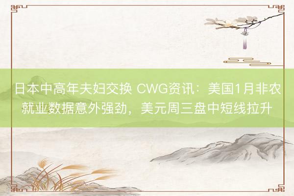 日本中高年夫妇交换 CWG资讯：美国1月非农就业数据意外强劲，美元周三盘中短线拉升