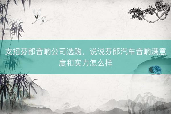 支招芬郎音响公司选购，说说芬郎汽车音响满意度和实力怎么样