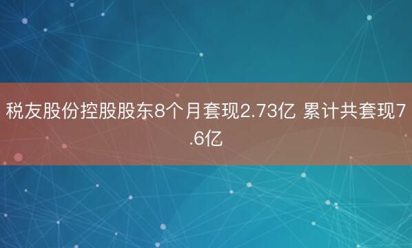 税友股份控股股东8个月套现2.73亿 累计共套现7.6亿