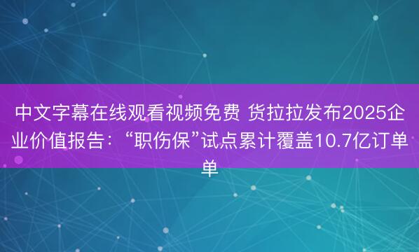 中文字幕在线观看视频免费 货拉拉发布2025企业价值报告：“职伤保”试点累计覆盖10.7亿订单