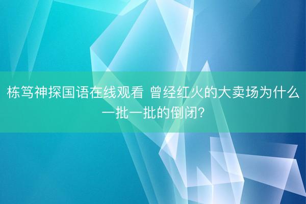 栋笃神探国语在线观看 曾经红火的大卖场为什么一批一批的倒闭？