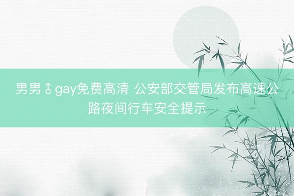 男男♂gay免费高清 公安部交管局发布高速公路夜间行车安全提示