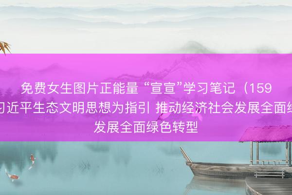 免费女生图片正能量 “宣宣”学习笔记(159)丨以习近平生态文明思想为指引 推动经济社会发展全面绿色转型