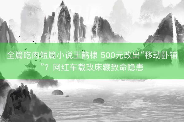 全篇吃肉短篇小说王鹤棣 500元改出“移动卧铺”？网红车载改床藏致命隐患