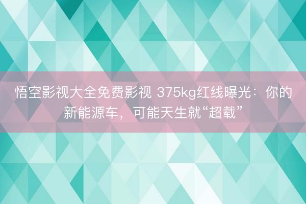 悟空影视大全免费影视 375kg红线曝光：你的新能源车，可能天生就“超载”