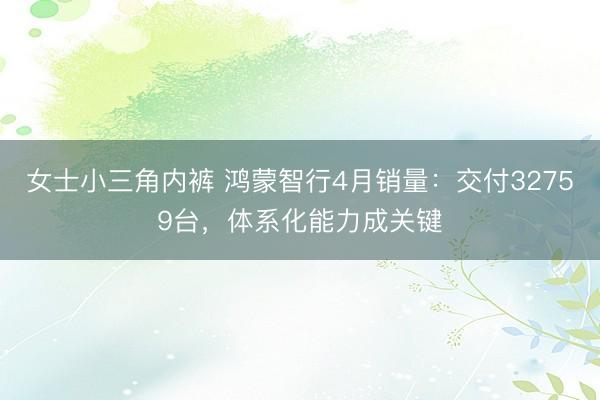 女士小三角内裤 鸿蒙智行4月销量：交付32759台，体系化能力成关键