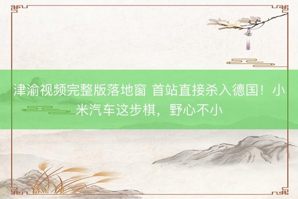 津渝视频完整版落地窗 首站直接杀入德国！小米汽车这步棋，野心不小