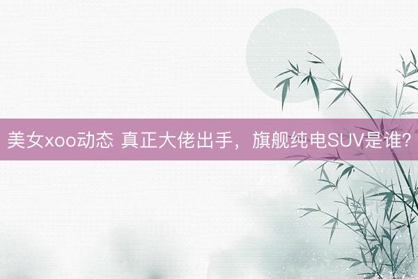 美女xoo动态 真正大佬出手，旗舰纯电SUV是谁？