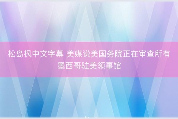 松岛枫中文字幕 美媒说美国务院正在审查所有墨西哥驻美领事馆