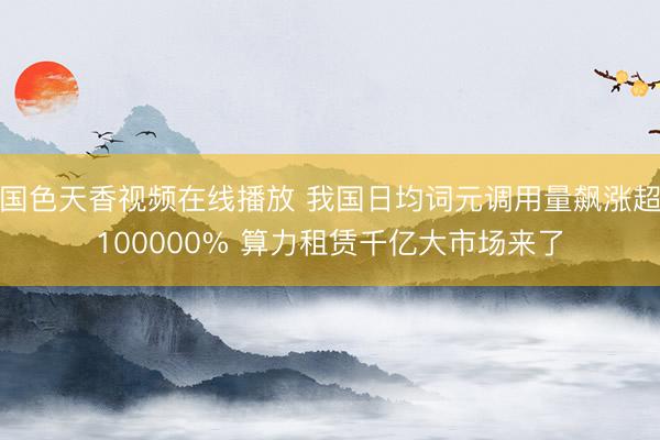 国色天香视频在线播放 我国日均词元调用量飙涨超100000% 算力租赁千亿大市场来了
