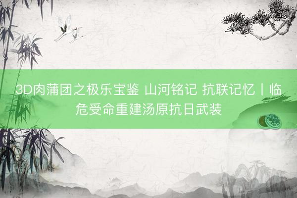 3D肉蒲团之极乐宝鉴 山河铭记 抗联记忆丨临危受命重建汤原抗日武装