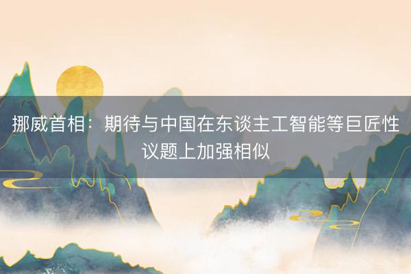 挪威首相：期待与中国在东谈主工智能等巨匠性议题上加强相似
