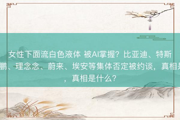 女性下面流白色液体 被AI掌握？比亚迪、特斯拉、小鹏、理念念、蔚来、埃安等集体否定被约谈，真相是什么？