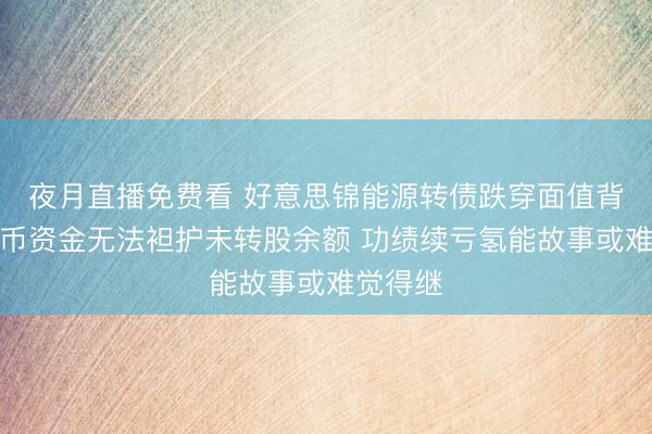 夜月直播免费看 好意思锦能源转债跌穿面值背后：货币资金无法袒护未转股余额 功绩续亏氢能故事或难觉得继