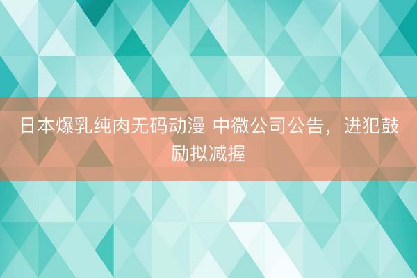 日本爆乳纯肉无码动漫 中微公司公告，进犯鼓励拟减握