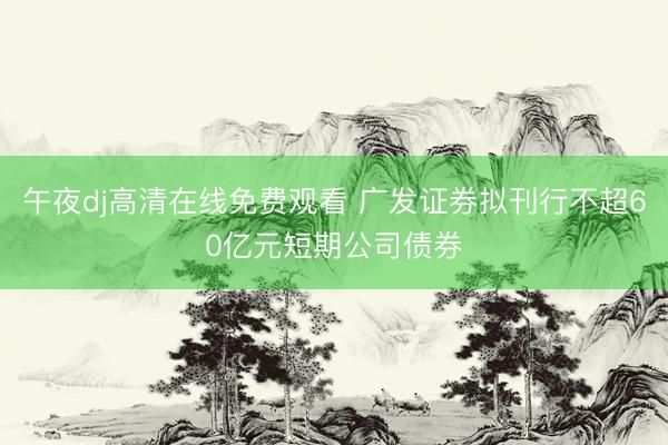 午夜dj高清在线免费观看 广发证券拟刊行不超60亿元短期公司债券