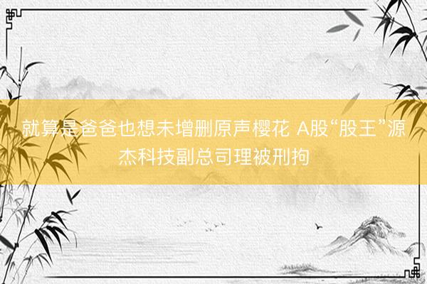 就算是爸爸也想未增删原声樱花 A股“股王”源杰科技副总司理被刑拘