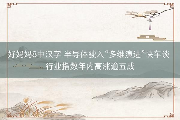 好妈妈8中汉字 半导体驶入“多维演进”快车谈 行业指数年内高涨逾五成