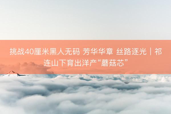 挑战40厘米黑人无码 芳华华章 丝路逐光｜祁连山下育出洋产“蘑菇芯”