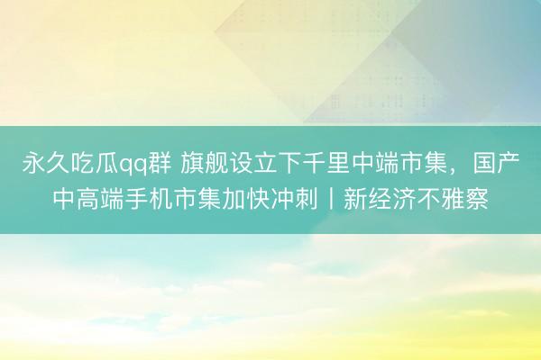 永久吃瓜qq群 旗舰设立下千里中端市集,国产中高端手机市集加快冲刺丨新经济不雅察